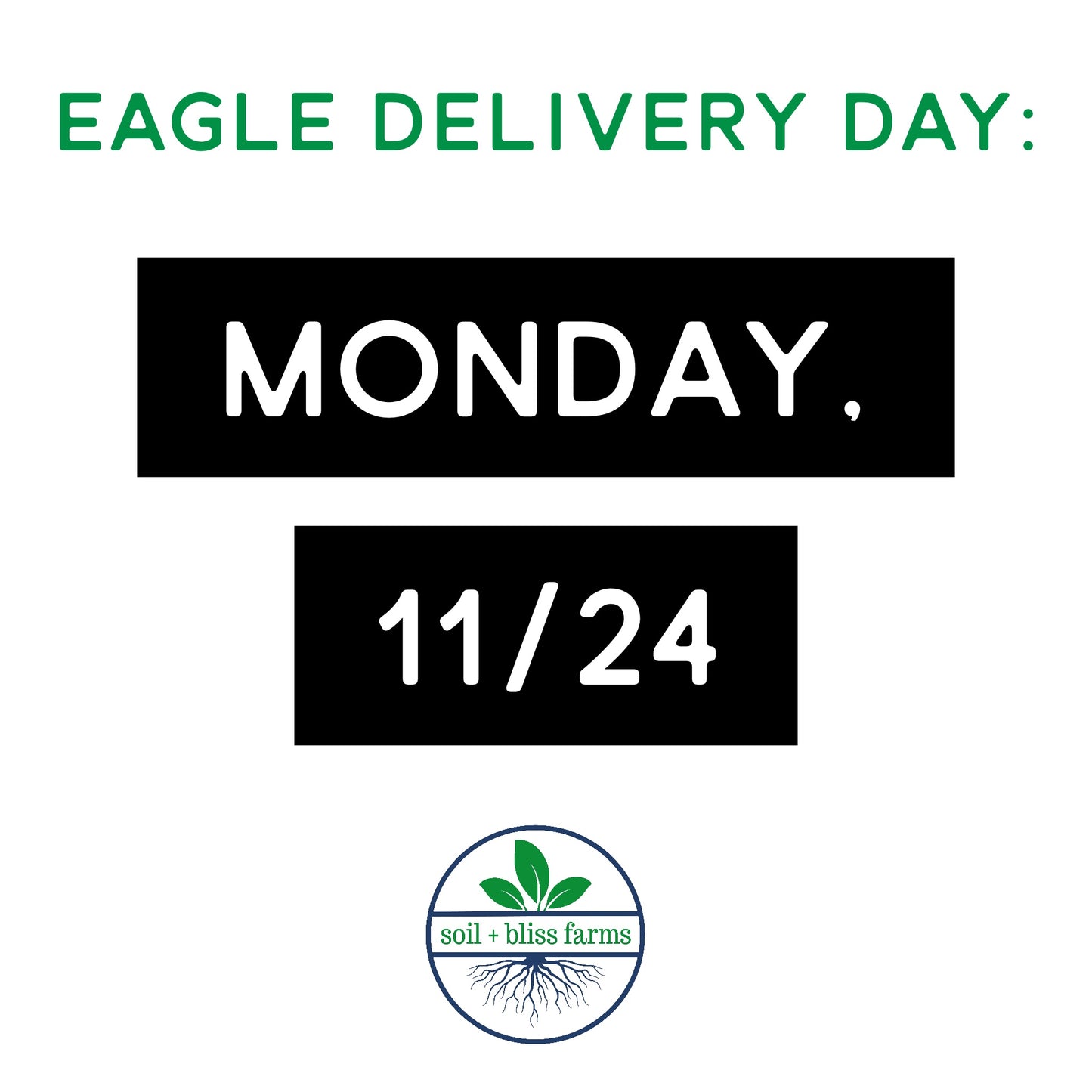 --Free EAGLE ONLY Delivery is Monday, 11/24